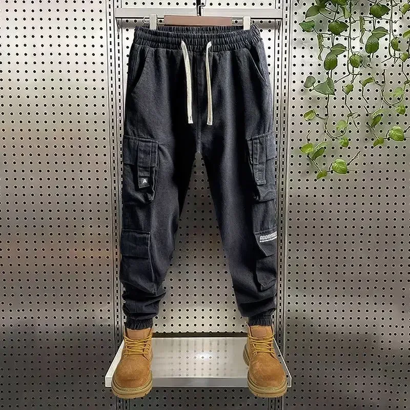 

Cargo Pants For Men Winter Fleece-lined Trousers Man Hiking Outdoor Black Work Wear With Trend Unique Fashion Spandex Clothing