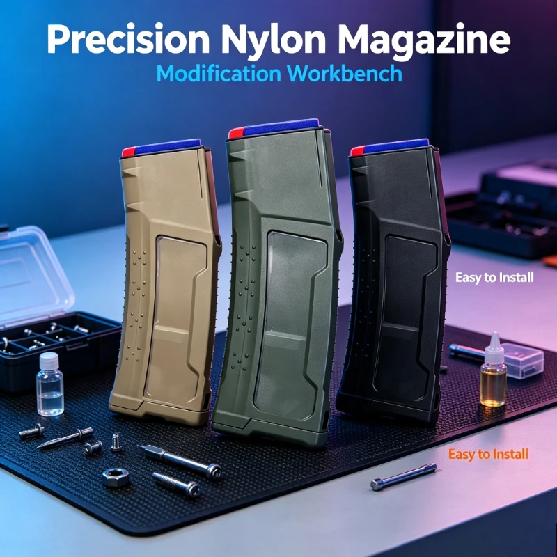 Nylon Windowed Toy Magazine Visible Window Feed Clip For M4 AR Gel Blaster Model Upgrade Parts Green OD Black