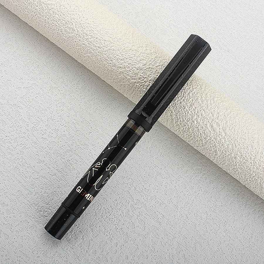 

New Jinhao 58A Fountain Pen Twelve Zodiac Signs Classic Design Gold/Black Trim Calligraphy Iridium Business Pen with Converter