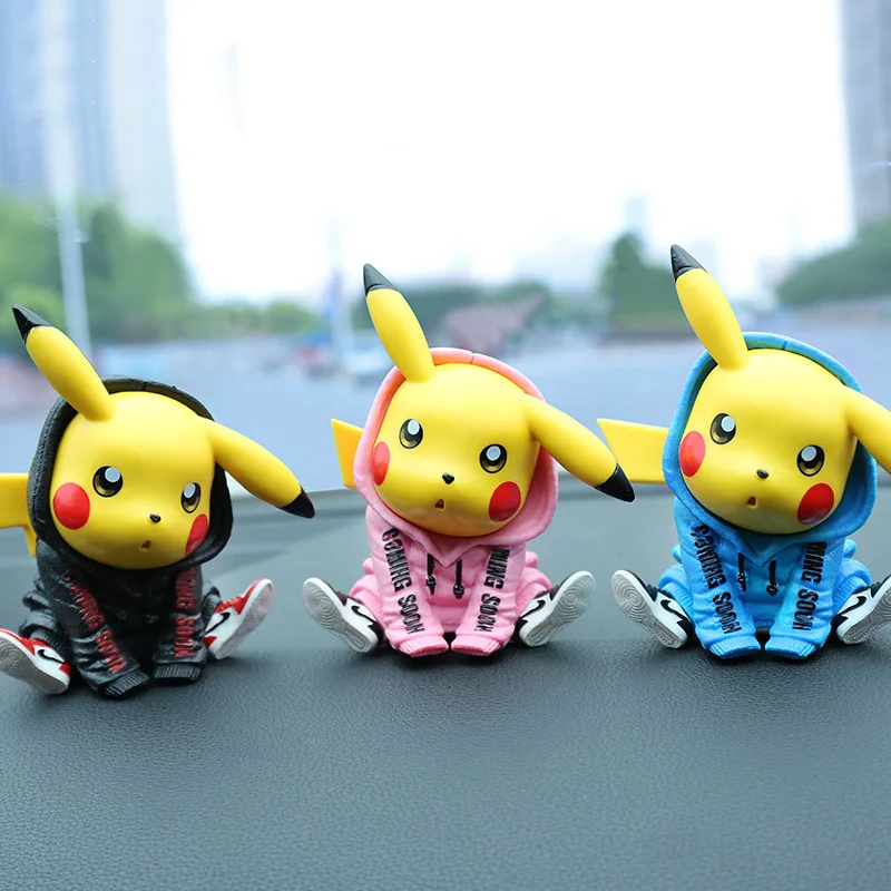 6Pcs Anime Pokemon Pikachu FigureSweatshirt Ver Set Model Toy Gift Birthday Gift Car Decoration Action Figure PVC 7CM