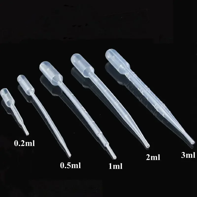 98pcs/Pack 1ML/2ML/3ML 5ml Pipettes Disposable Plastic Graduated Pasteur Pipette Dropper Polyethylene 0.2/0.5ml available