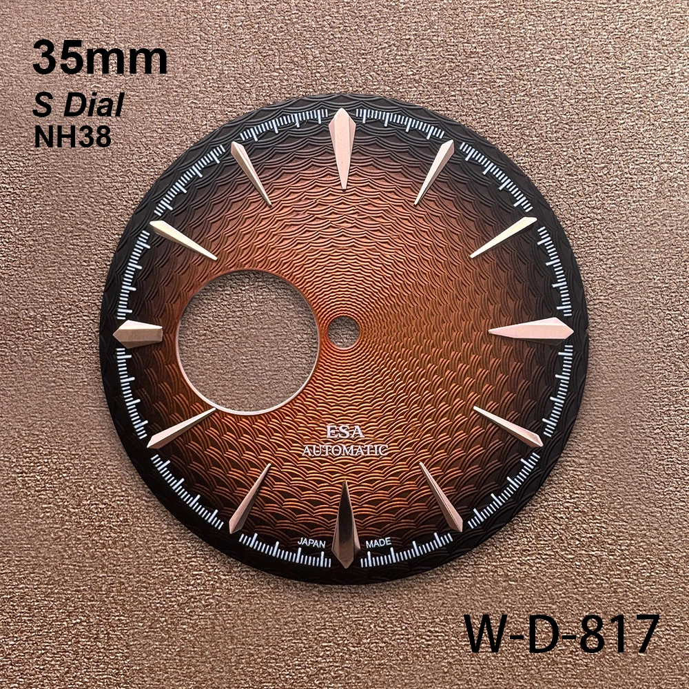 Esfera de cóctel hueca con logotipo S de 35mm, adecuada para movimiento NH35/NH38, accesorios de modificación de reloj con esfera gradiente de alta calidad