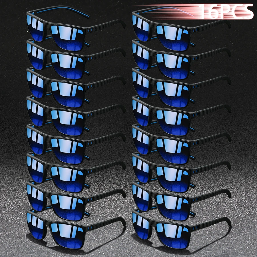 

16PCS Fashion Classic square UV400 Sunglasses Men Women Driving Fishing Colorful Trendy Lightweight Outdoor Goggles