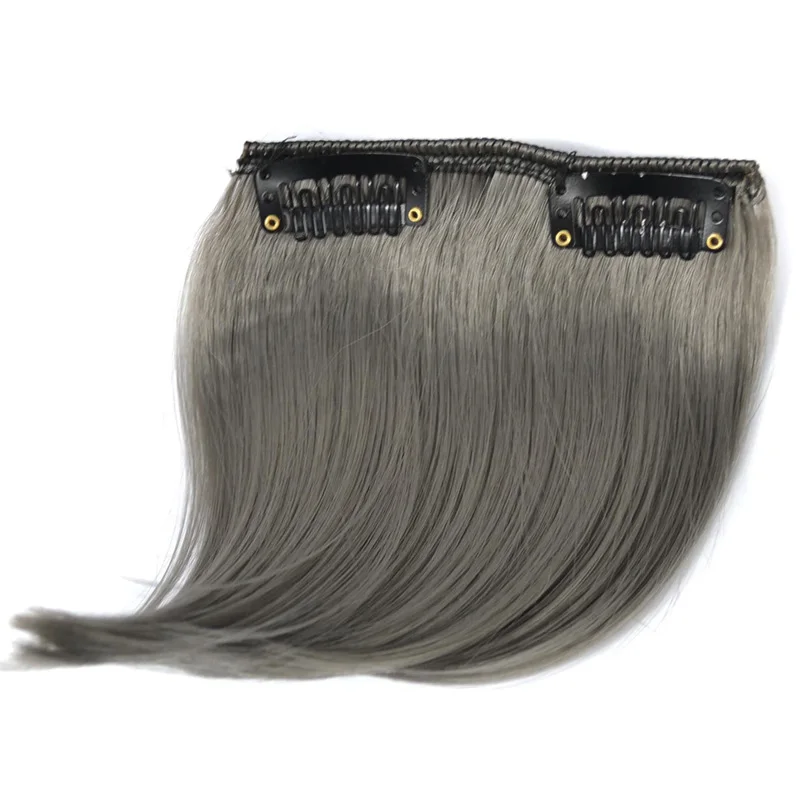 Ekstensi rambut poni klip warna pelangi sintetis, warna-warni cerah, tampilan alami untuk wanita, biru ungu, cocok untuk pesta drag queen.