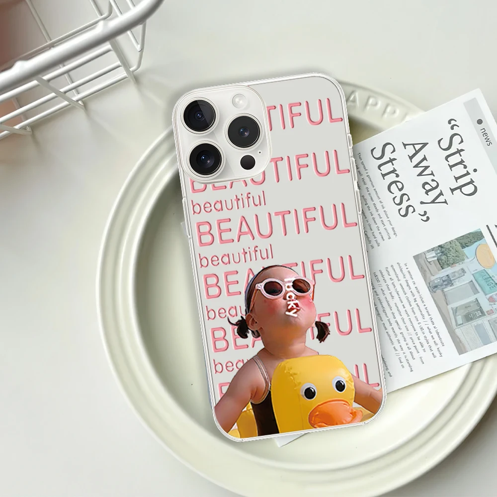 Cartoon Wishing boy couple Phone Case for iPhone 12 11 13 14 15 16 Max Pro Plus Transparent Soft Shell