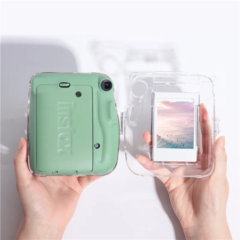 For Fujifilm Instax Mini 11 Transparent Camera Case Protective Carry Bag Cover with Shoulder Strap Storage Bag