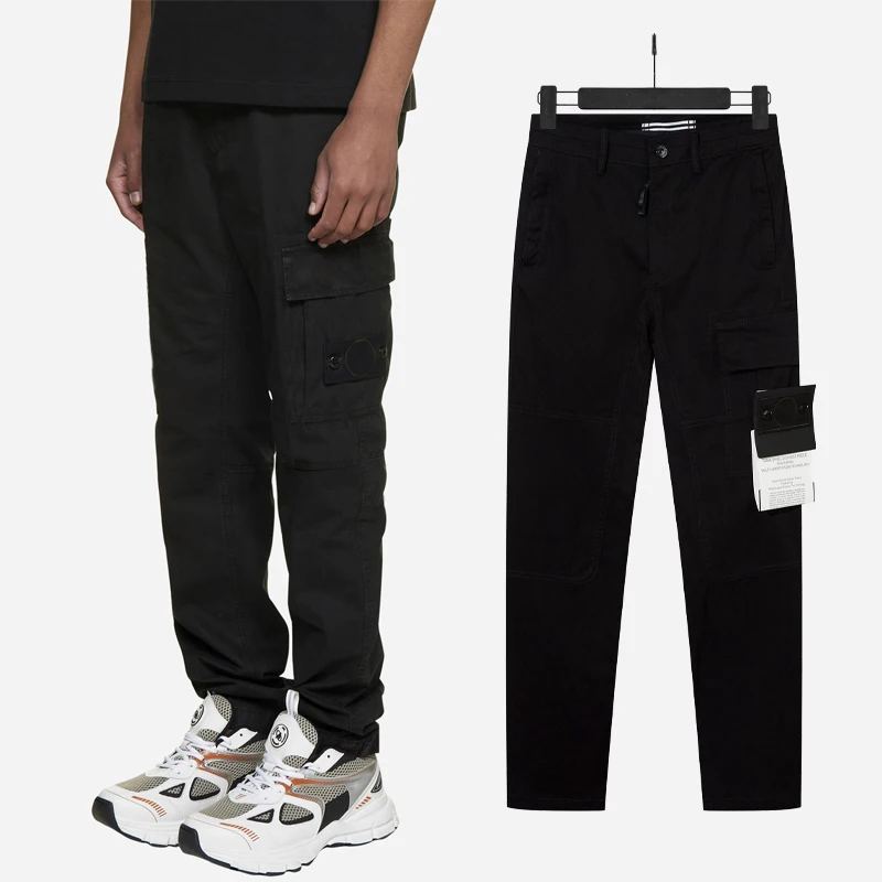 

Stone 303WA Cotton Embroidered Logo Patch Men's Cargo Pants Long ket Workwear Loose Fit All Seasons Youthful Sle