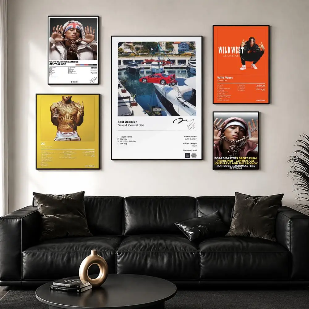Rapper Pop Album C-Central C-Cee Poster Decorative Stickers Wall Art Mural Photo Design for Home Living Room Hallway Decoration
