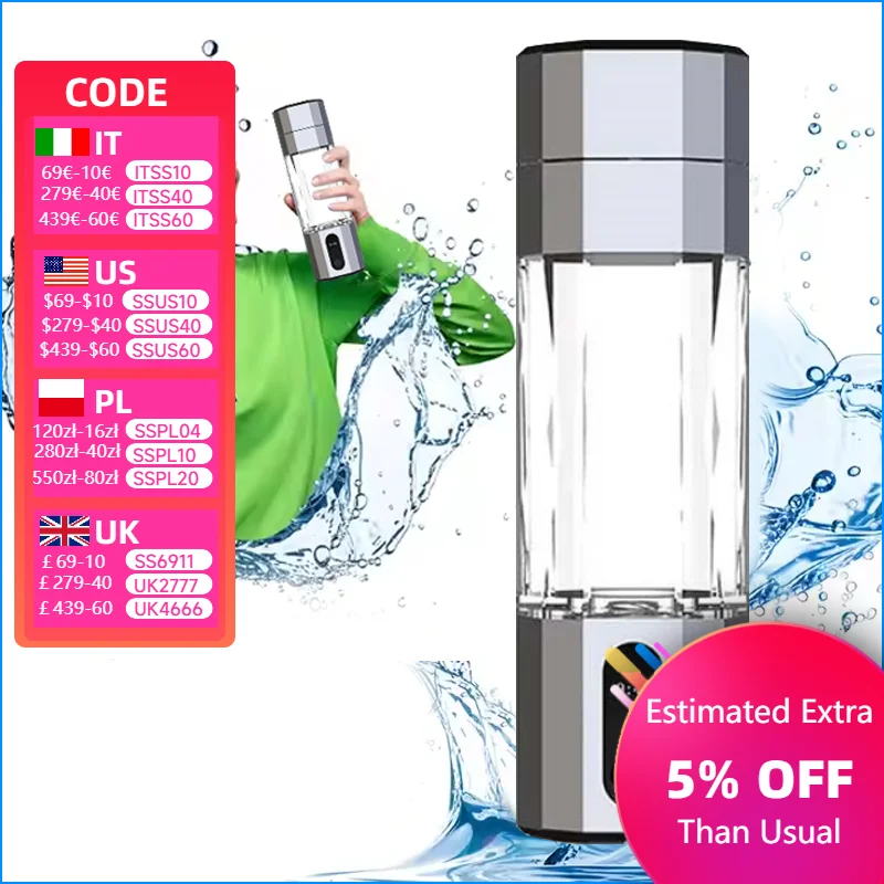 

Hydrogen Health Hydrogen Water Bottle 208ml H2 Alkaline Water Ionizer SPE PEM Technology 6000PPB Hydrogen Water Generator Cup