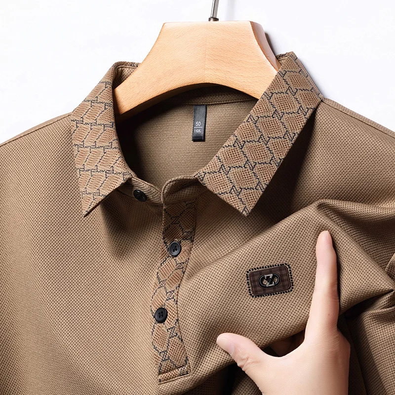 High quality brand long sleeved men's polo shirt autumn fashion personality collar and Z-letter badge design casual Paul T-shirt