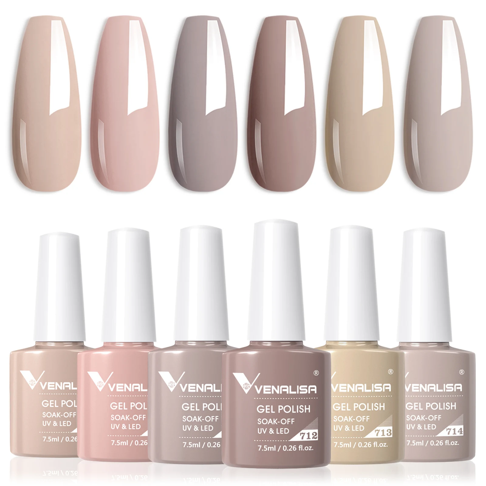 6Pcs/Lot Venalisa Gel Nail Polish Kit Long Lasting Nude Natural Color Brown Earth Coffee Rubber Base Coat Jelly Gel