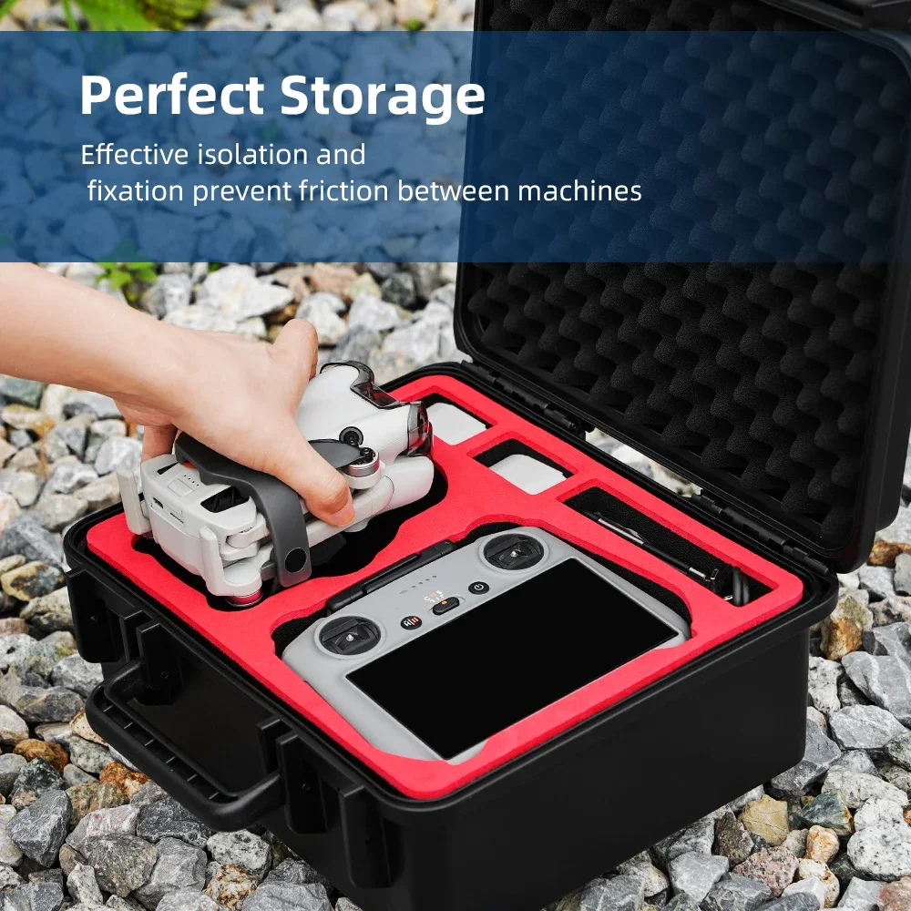 BRDRC Waterproof Box for DJI Mini 4 Pro Drone Explosion-Proof Case RC 2/RC-N2 Remote Control Travel Bag Protector Suitcase