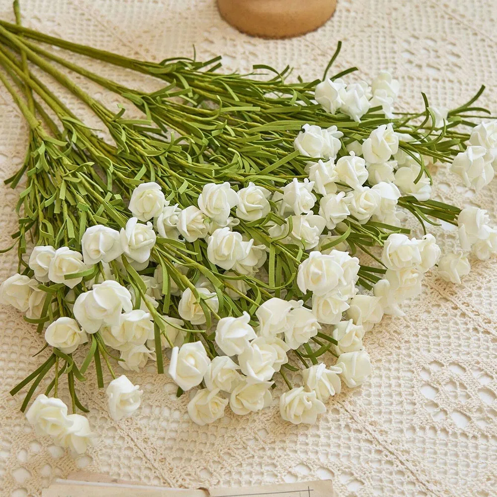 47cm PE Rosen Künstliche Blumenzweige Weiße Rosen Kunstblumen für Rustikale Heim- und Gartendekoration Blumenarrangements Hochzeitsbrautsträuße – Detail 3