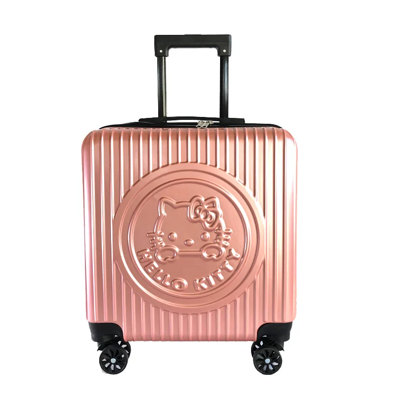 Novo 20 polegadas criança trole caso bonito sanrios olá kittys dos desenhos animados roda universal carry-on mala de grande capacidade