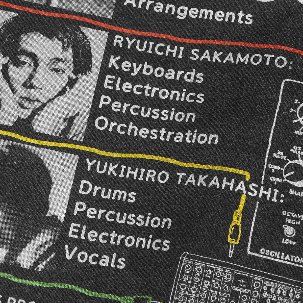YMO T Shirt Yellow Magic Orchestra Haruomi Hosono Ryuichi Sakamoto Kraftwerk Washed Loose Drop Shoulder Men's Printed Shirt view 4