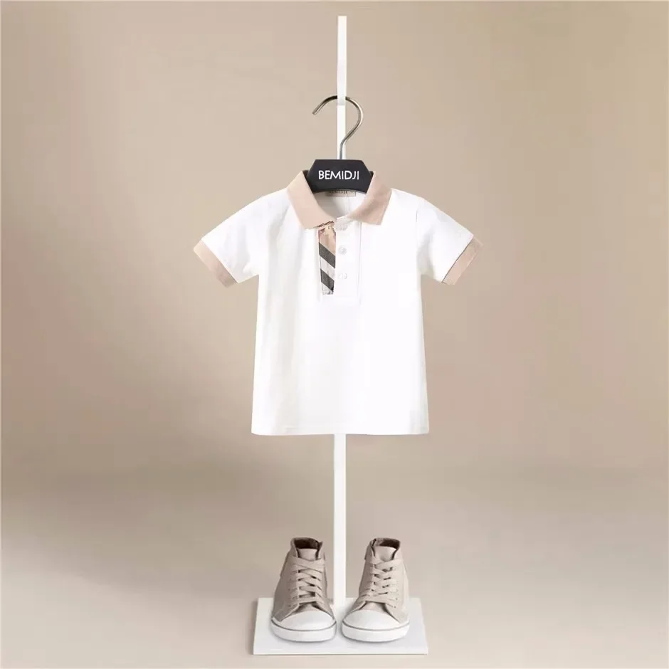 Children's Polo Shirt  New Style Boys' Turn Down Collar Short Sleeved T-shirt Kid's Autumn Top Children's Clothing