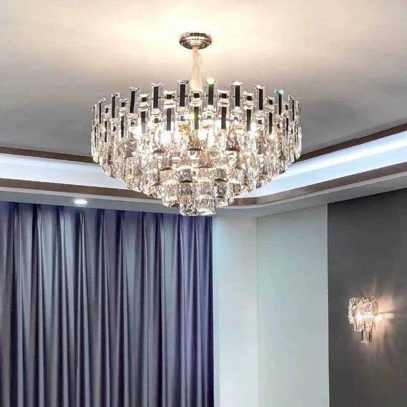 

Light Luxury Crystal Chandelier Luxury Atmospheric Villa Hotel Lobby Lighting Model Room Bedroom Dining Room Chandelier