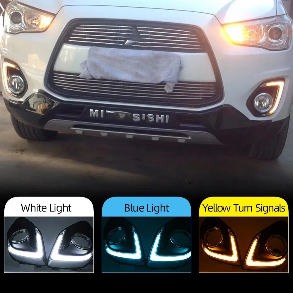 New！ New! CSCSNL 1 set For Mitsubishi ASX 2013 2014 2015 12v ABS LED DRL Daytime driving Running Lights Daylight  turn yellow si