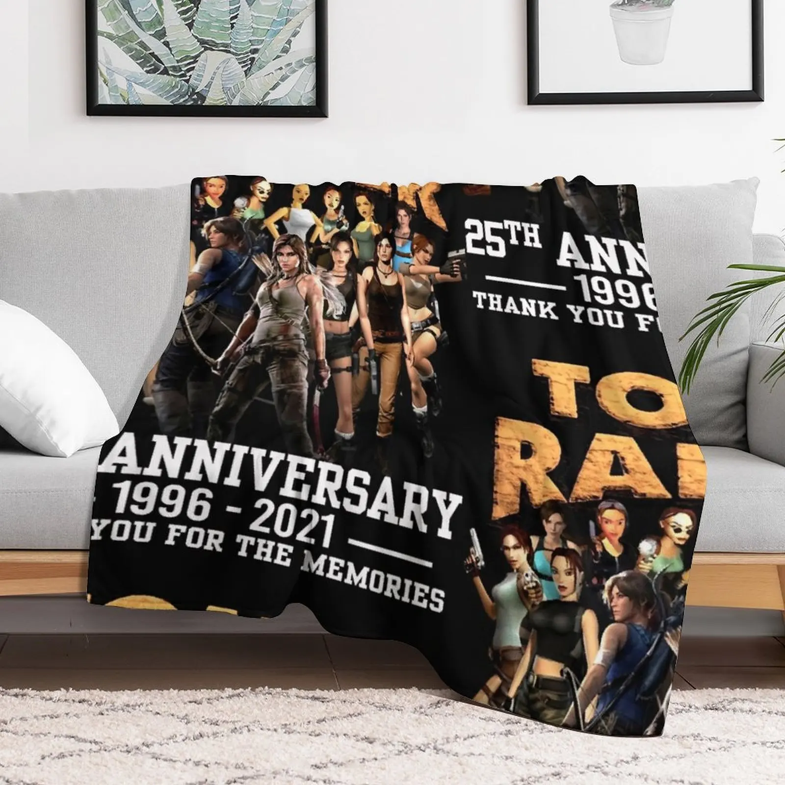 Thank-You-for-The-Memories-25th-Anniversary-1996-2021-Tomb-Raider-T-Shirts-Gift-For-Fans Throw Blanket manga Blankets