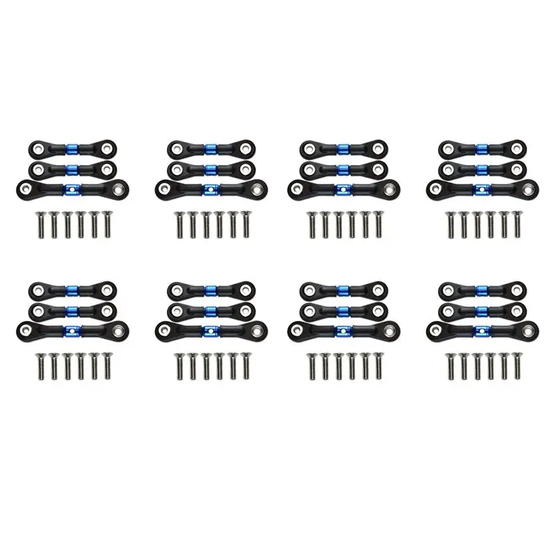 FBIL-24Pcs Steering Link Rod Servo Rod For Tamiya TT-02 TT-02T TT02 TT02T 1/10 RC Car Upgrade Parts Accessories,Blue