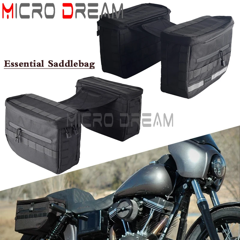 

Motorcycle Custom Club Style Essential Saddlebag Fixed/Detachable 1680 Denier Ballistic Nylon For Harley Dyna Softail Sportster