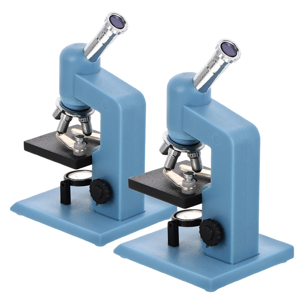 

2Pcs Miniature Microscope Blue Compact Design DIY Dollhouse Science Scene Plastic Laboratory Tool 1:12 Scale Accessories