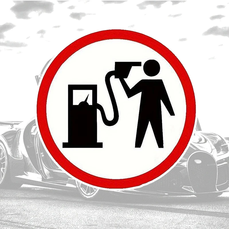 Humorous Car Sticker Auto Decal Fuel Pump Sign Red Circle Gas Station Symbol Vehicle Bumper Sticker Art