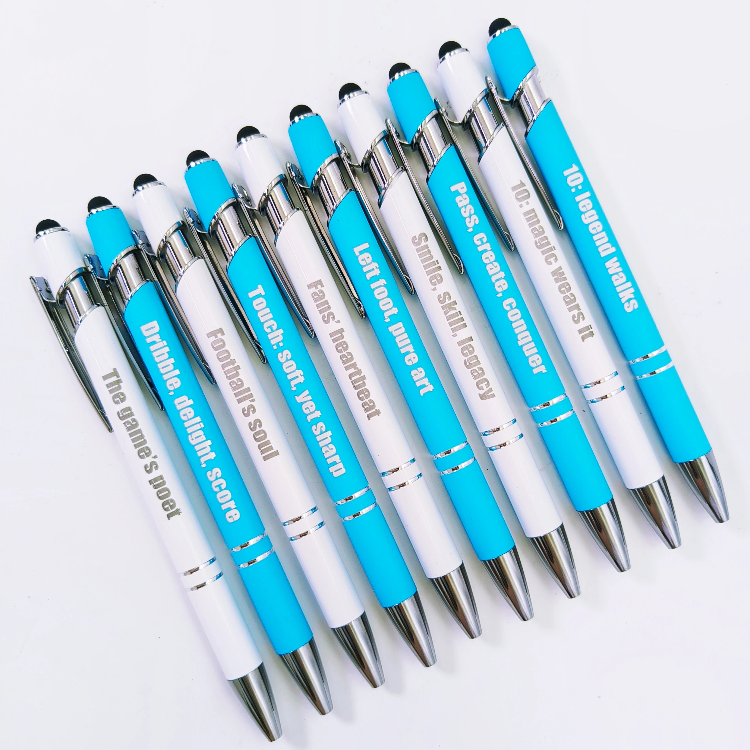 

6 шт./12 шт., футбольная звезда, фраза, опис, шариковая ручка, сине-белая подарочная шариковая ручка