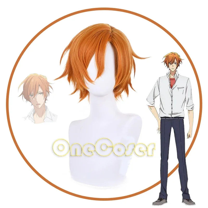 Sasaki to Miyano Sasaki Shuumei Cosplay Wig Orange Short Hair Heat-resistant Fiber Hair Wig Cap Party Halloween Party Men