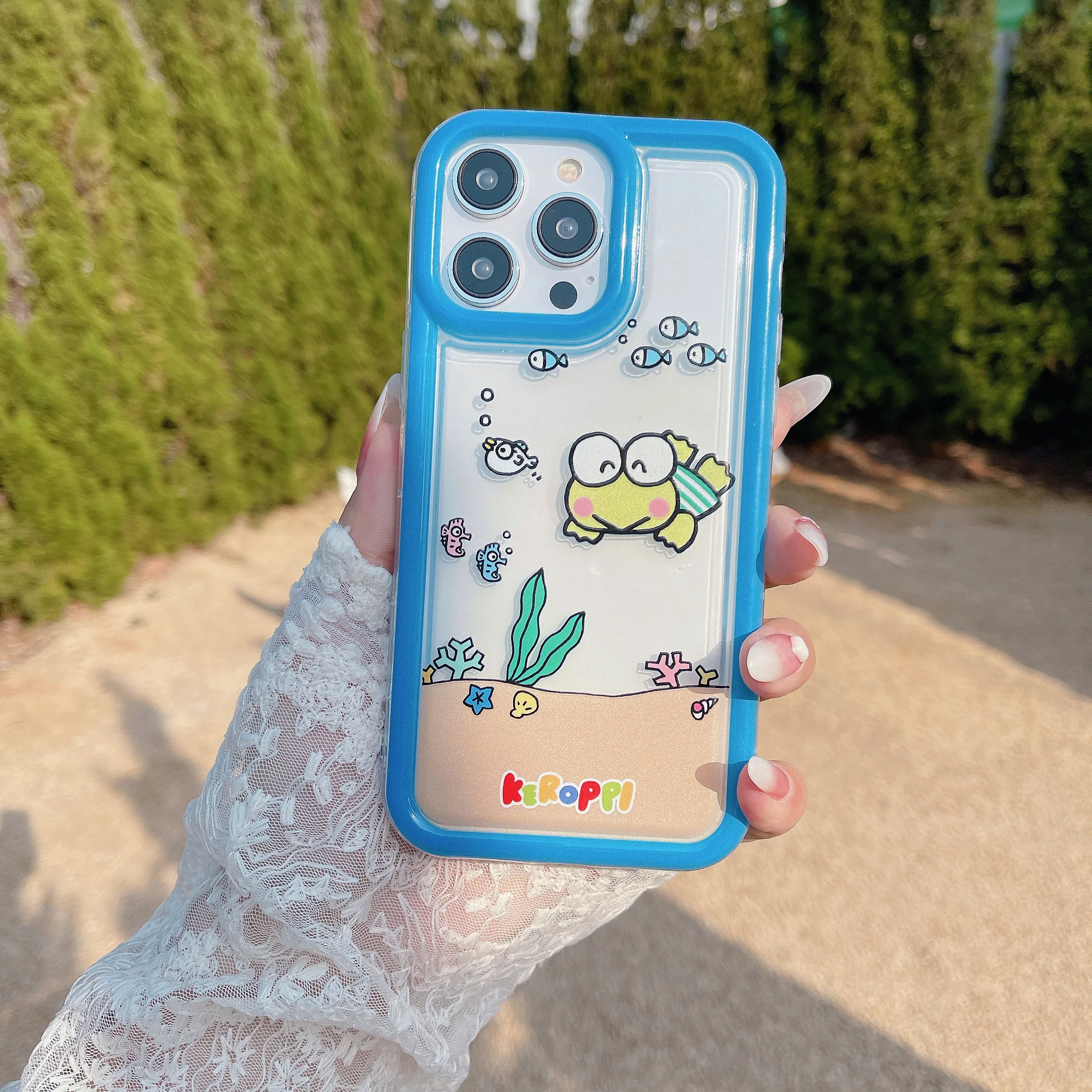 Phone Case For iPhone 7 8 Plus 13 14 Pro Max 12 11 Xs Max X XR Cartoon Sanrio Kero Kero Keroppi Lovely Frog Air Cushion Cover