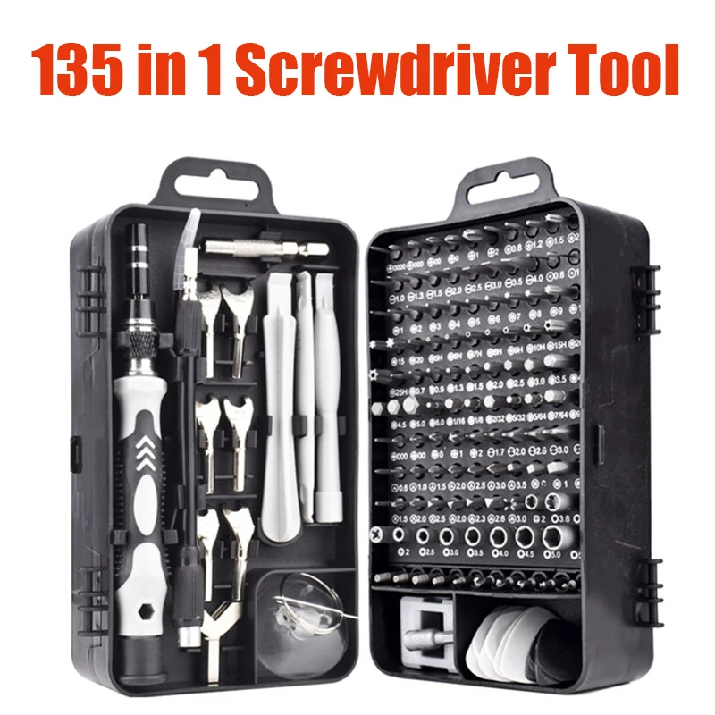 

Precision Screwdriver 135 In 1 Set Magnetic Mini Screw Nuts Bits Hex Multifunction Household Repair Tools Kit Watch Phone Repair