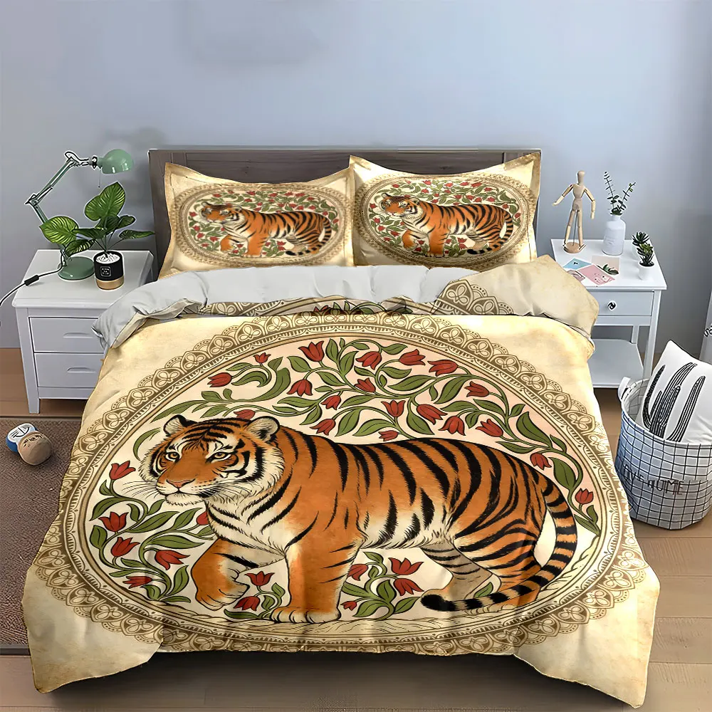 

"Vintage Tiger Art Decoration Set" Soft Comfortable Duvet Cover Bedding Set Included 1*Duvet Cover & 2*Pillowcases, gift