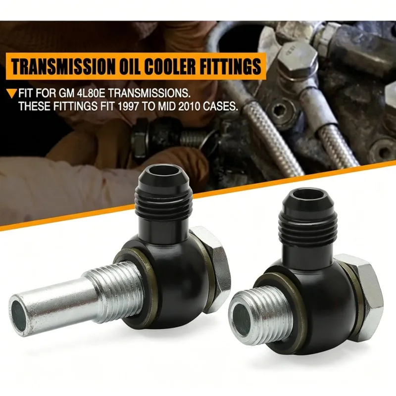 

Durable-For GM 4L80E Transmission Cooler 6AN X 1/4NPSM Oil Cooler 90° Banjo Fitting Connector 1997 To Mid 2010