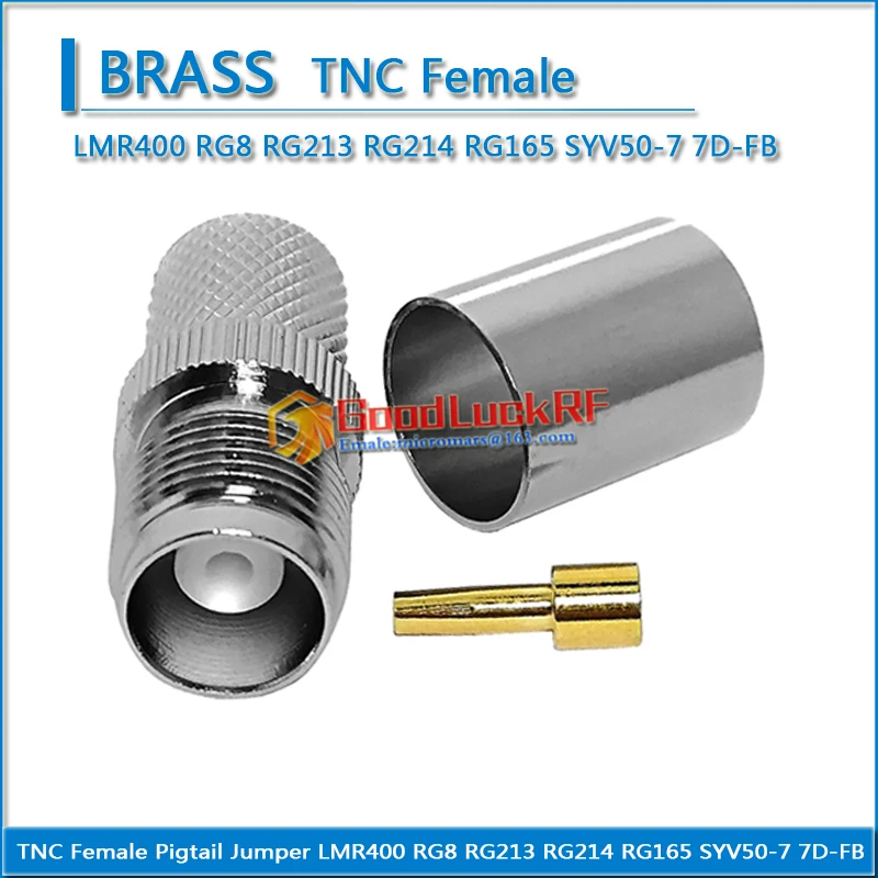 TNC Female Crimp for LMR400 RG8 RG213 RG214 RG165 SYV50-7 7D-FB Cable Plug Nickel Plated Brass Coaxial RF Adapters