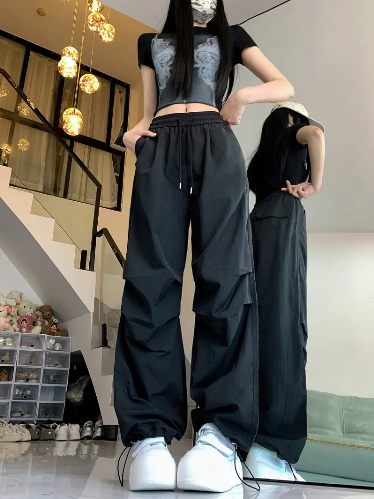 

Deeptown Y2k Vintage Streetwear Cargo Pants Women Korean Style Casual Hip Hop Solid High Waist Loose Sweatpants Summer 2024