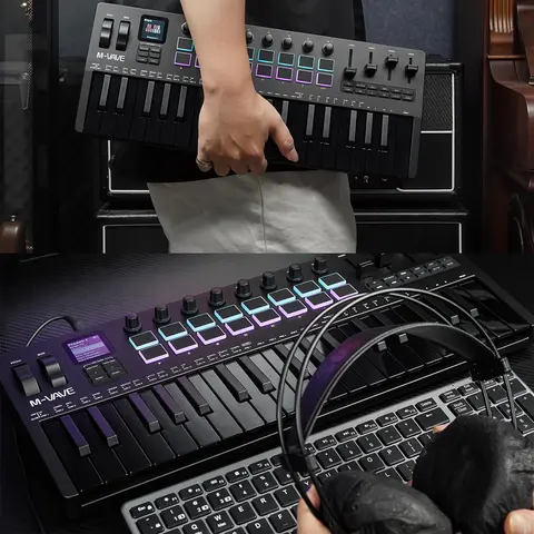 M-VAVE काला SMK-37 प्रो USB MIDI नियंत्रक 16 RGB पैड 8 नॉब्स सॉफ्टवेयर संगीत के लिए Windows Mac iOS Android के साथ संगत 8 best sales यामाहा पियानो - №1