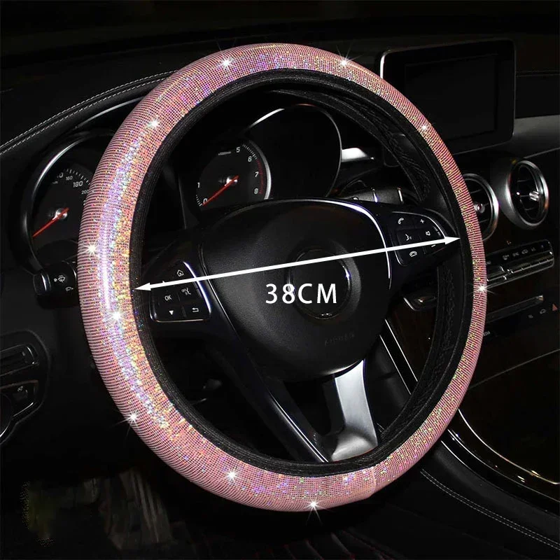 

Car Steering Wheel Cover Universal Diamond Blingbling Crystal Set Wheel Car-styling Wheel Woman Diamond Accessories 37-38cm