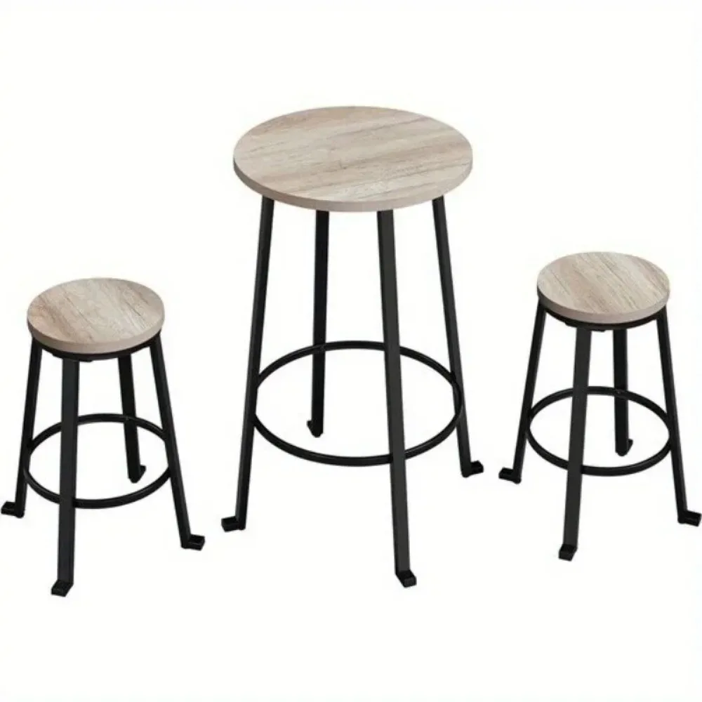 Bar Table Set Round Bar Table and Bar Stools Set of 2 Pub Dining Table Set Gray