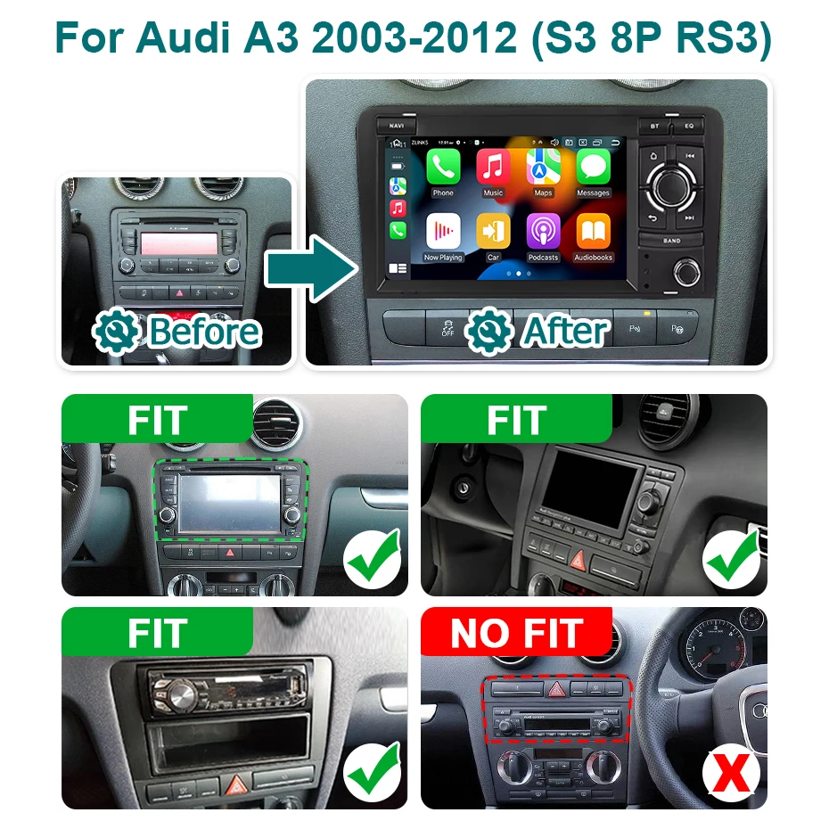 Wondefoo 7'' linux screen Wireless Carplay For Audi A3 S3 8P RS3 2003-2012 with car radio Android AUTO multimedia display stereo