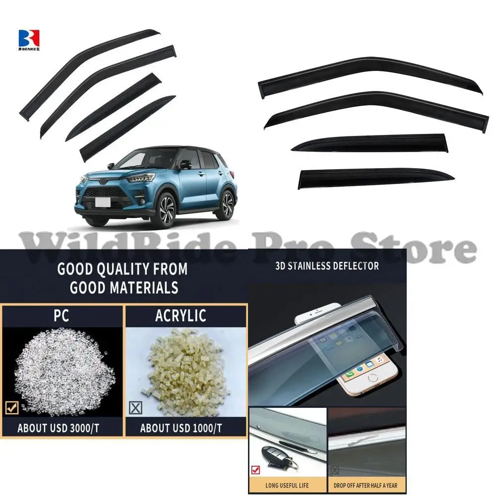 

1 set For TOYOTA RAIZE 2021 Injection Deflector PC 100 Percent Fit in Channel Window Visor