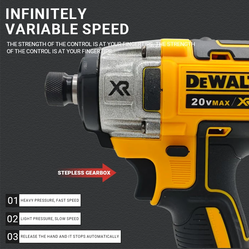 DEWALT DCF887 ประแจไฟฟ้าไร้แปรงถ่าน 205N.m ประแจกระแทกไร้สาย เครื่องมือไฟฟ้าแบบพกพาอเนกประสงค์ สำหรับแบตเตอรี่ 20V