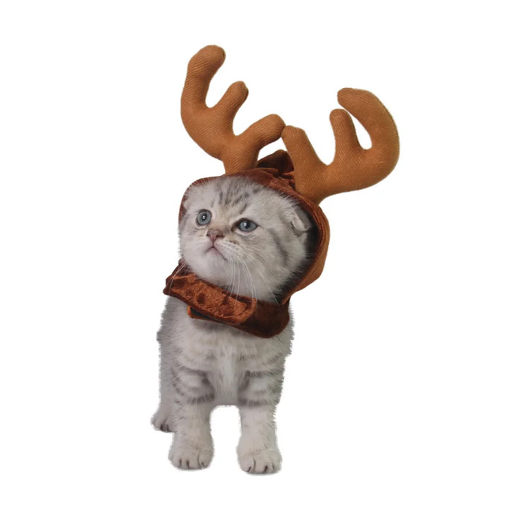 

Deer Antler Hat Pet Costume Christmas Coffee Color Soft Fabric Adorable Design Great Gift Photo Parties Dog Xmas Hat