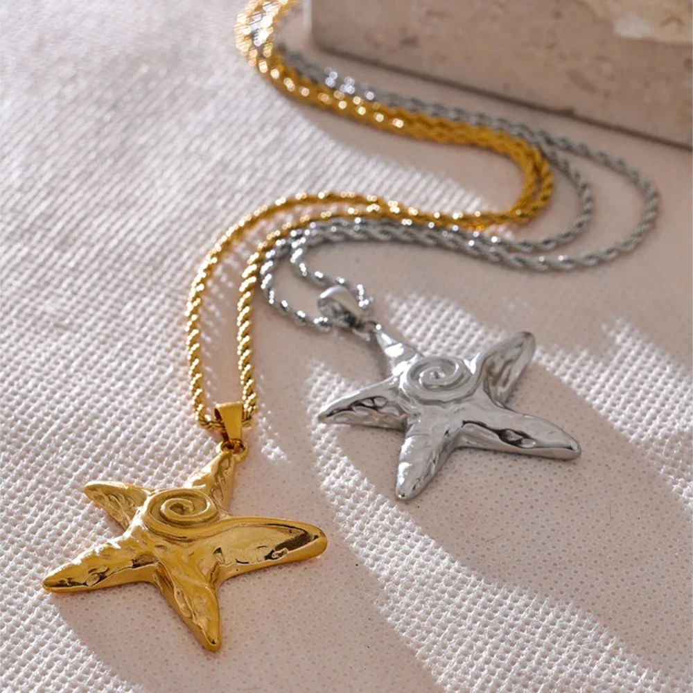 Fashion Simple Marine Life Starfish Pendant Necklaces for Women Stainless Steel Jewelry Accessories Gifts for Lover Brand New