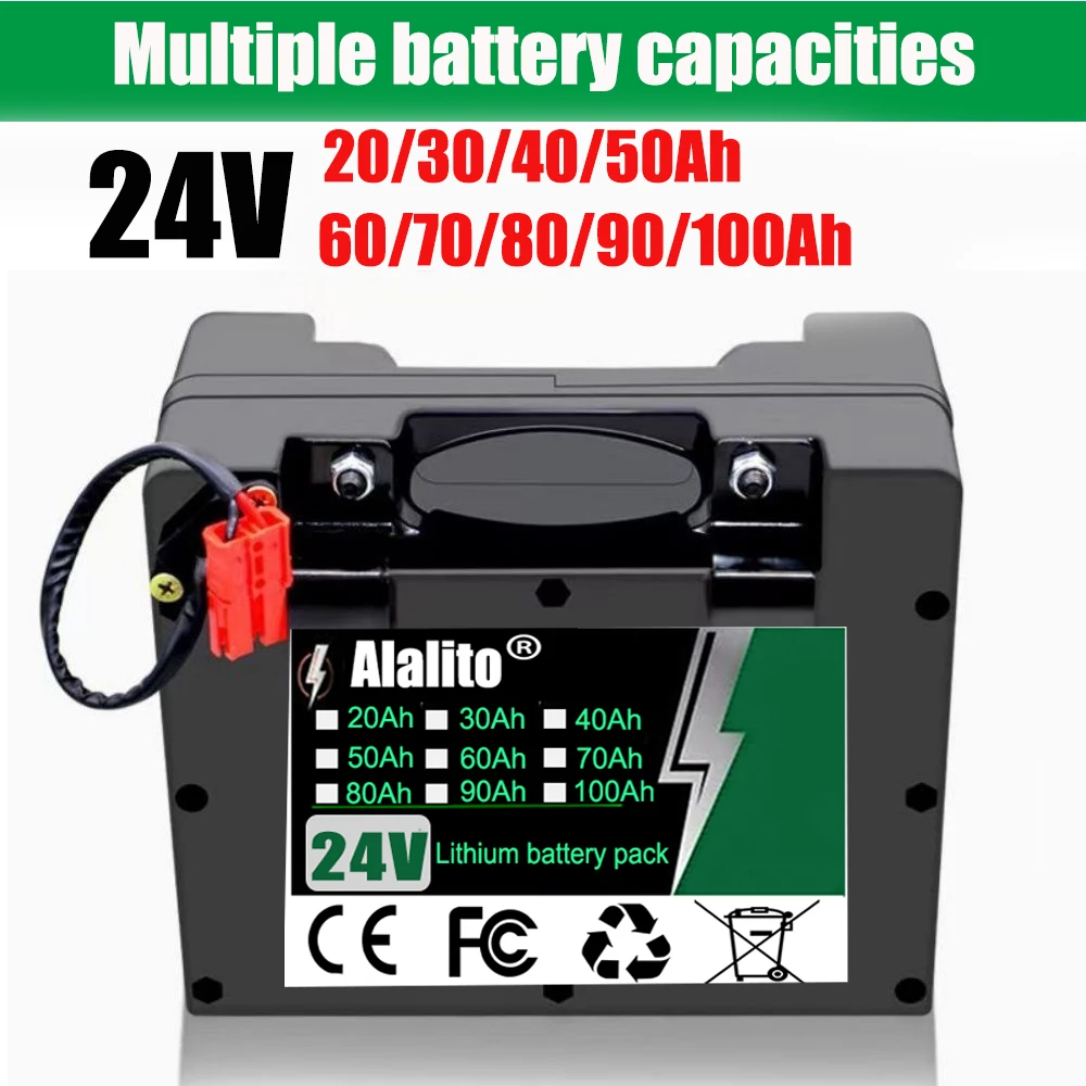 전동 휠체어용 24V 특수 배터리 20Ah-100Ah 29.4V 2A 충전기가 포함된 고용량 18650 리튬 이온 배터리 팩