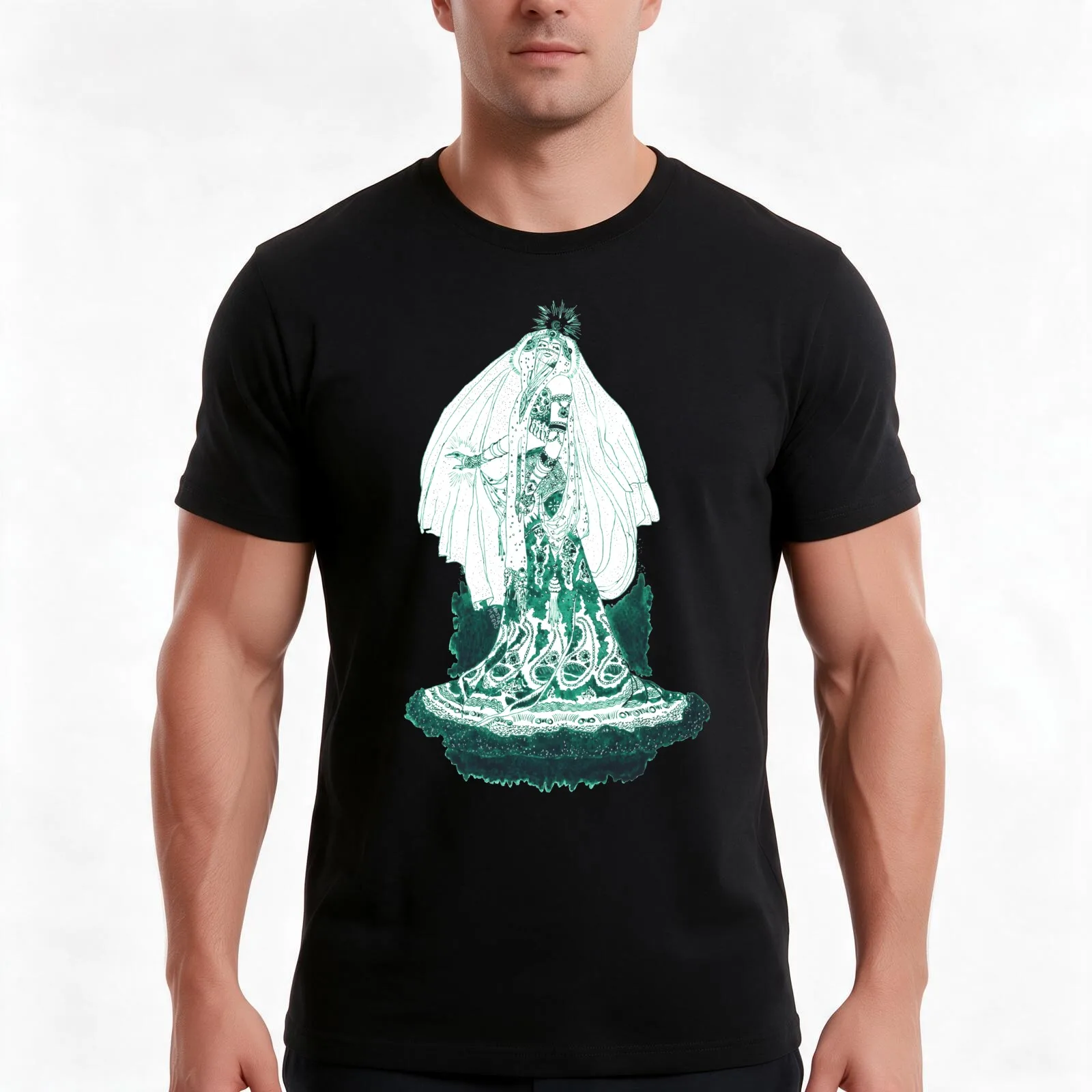 Enchantress in Emerald Ink T-Shirt, Summer Casual Cotton Tee, Oversized Streetwear Tops, Vintage Graphic Print, Unisex Men Women