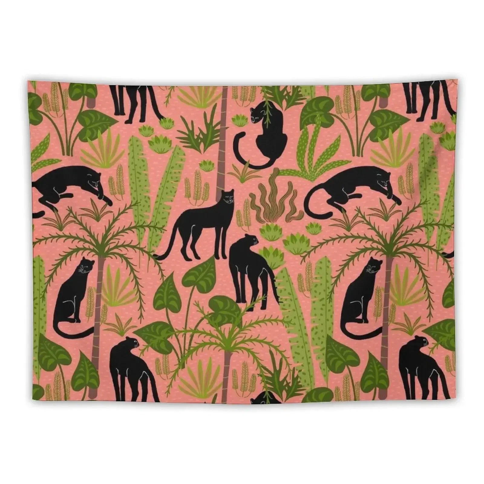 

Illustration of black panthers in the rainforest Tapestry Room Aesthetic Wall Decoration Tapestry