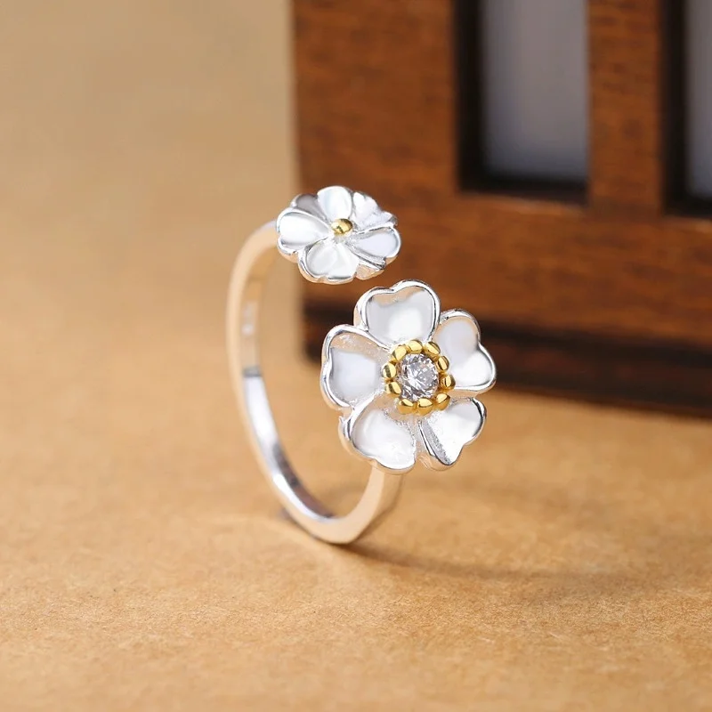 

Hot selling new 925 sterling silver fashionable temperament atmospheric flower opening ring exquisite girl jewelry wholesale