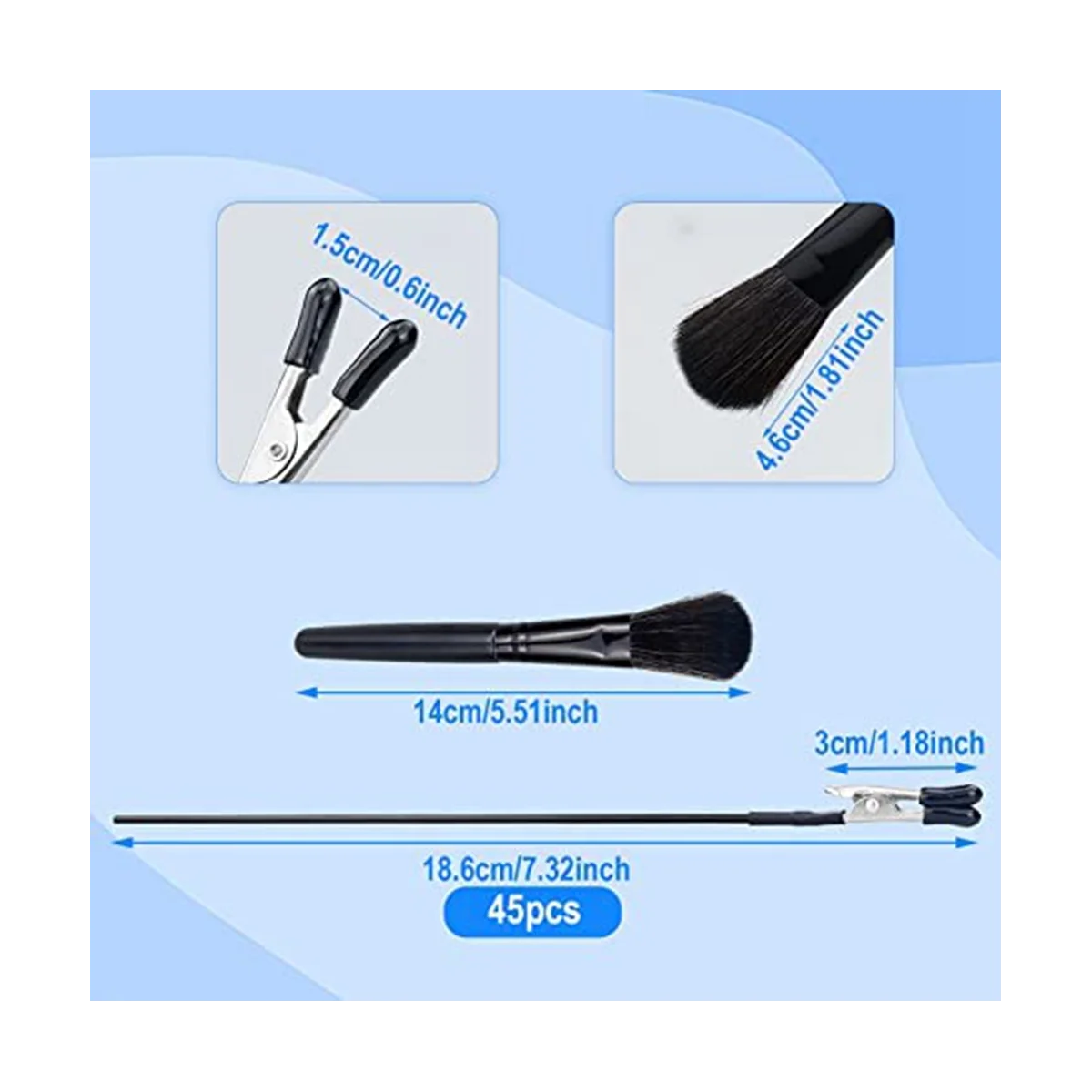 แท่งคลิปจระเข้45ชิ้นสำหรับการทาสีโมเดลและแปรงทำความสะอาด1ชิ้นสำหรับพ่นแอร์บรัชสำหรับงานบัตรรูปภาพบันทึกช่วยจำ