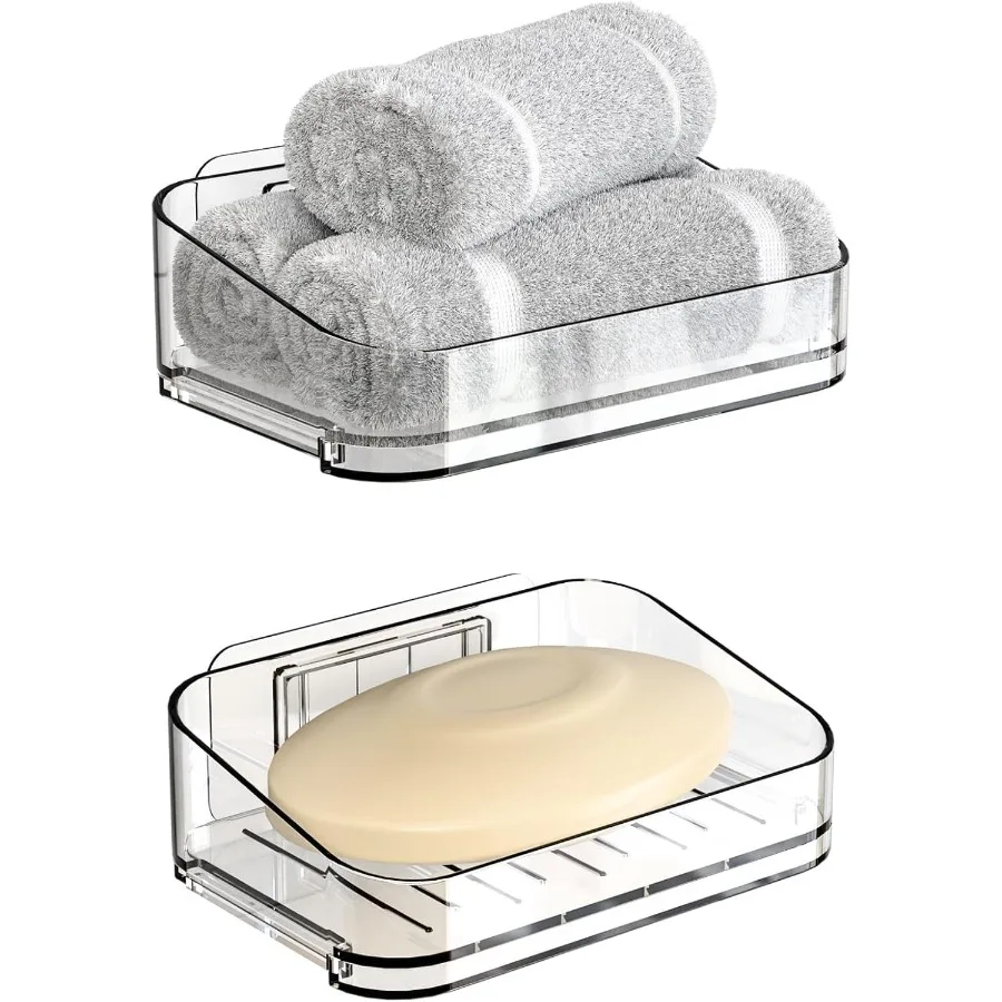 

Adhesive Bar Soap Holder for Shower WallClear Plastic Soap Savers for Bar Soap Hanging Soap Rack and Soap Dish Tray for Bathroo