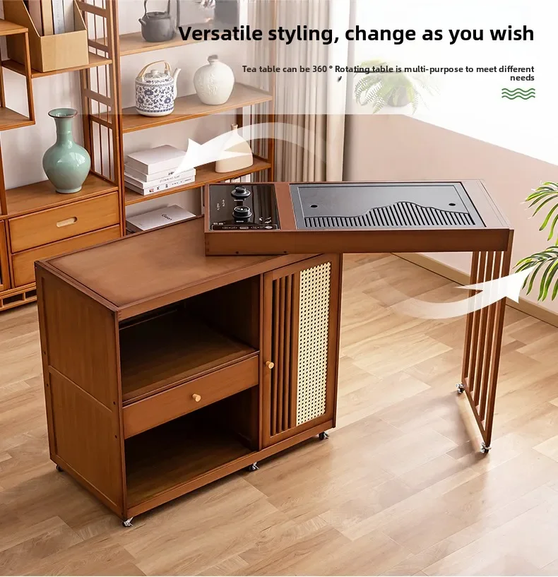 2025 Hot Selling Portable Tea Table with Heating Kettle for Home Balcony Tea Ceremony